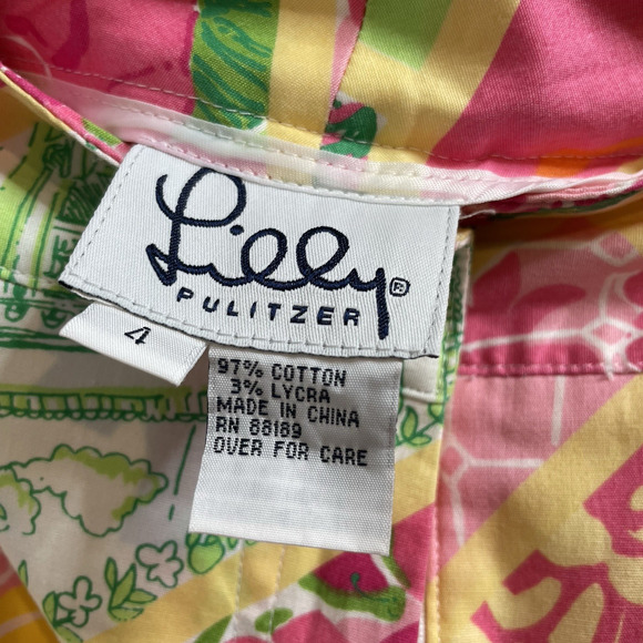 Lilly Pulitzer Pink Green Palm Beach Patchwork Cropped Pants‎ Size 4 Preppy - Picture 6 of 14